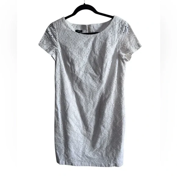 Talbots Petites White Lace Short Sleeve Sheath Dress 10P - Picture 1 of 6